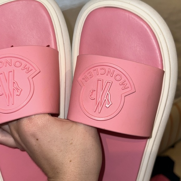 Pink Monclair slides in a size 9. Never been warm. - Picture 4 of 5